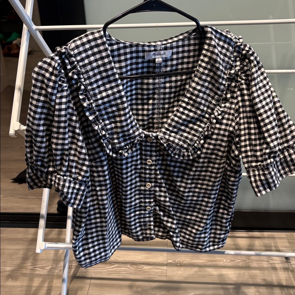 Madewell Checkered Black and White Top